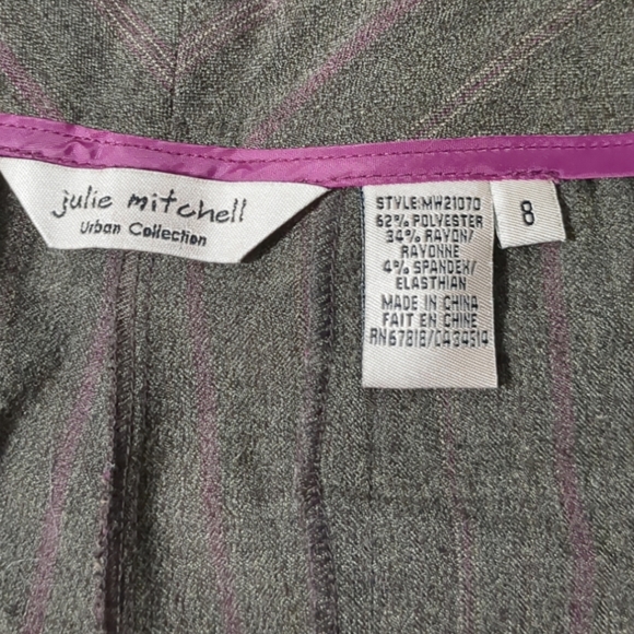 Julie Mitchell Urban Collection Brown and Burgundy Striped Dress Pant Size 8. - Picture 11 of 11
